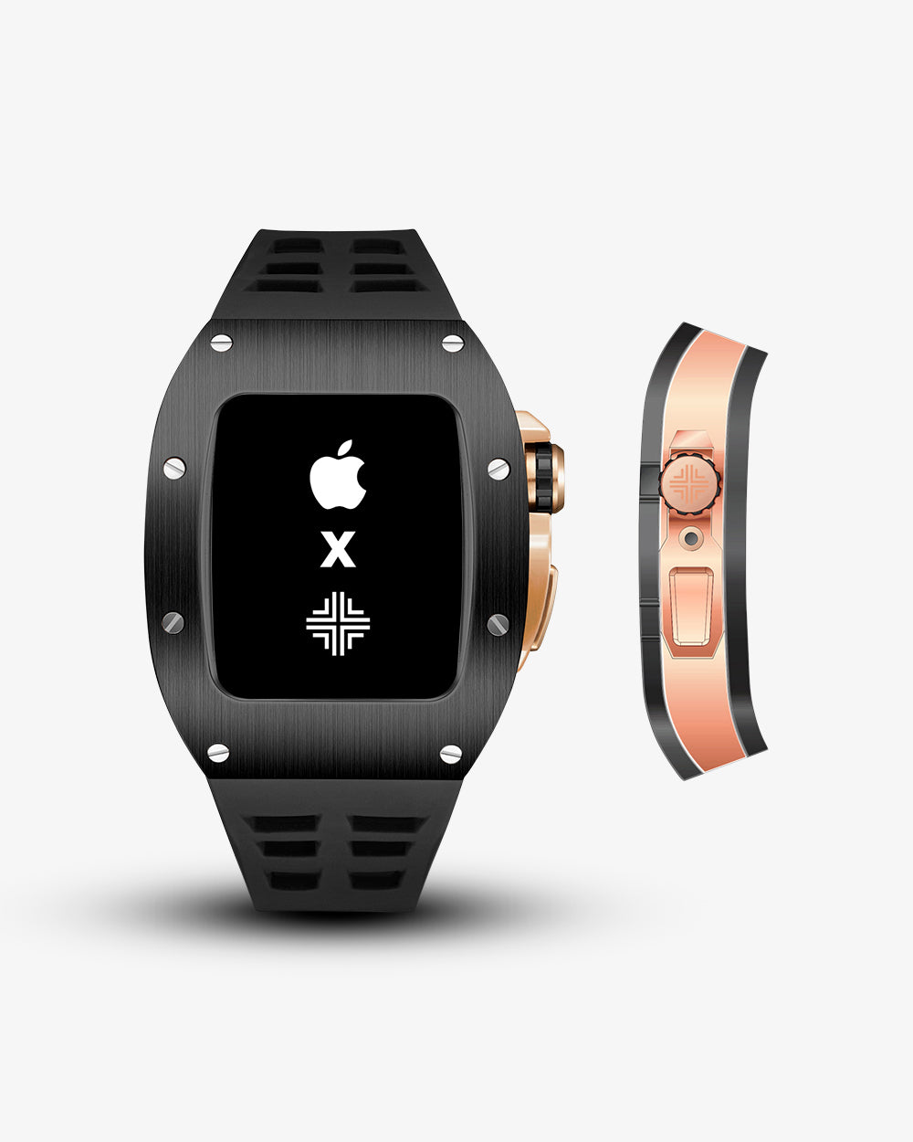 Swiss Concept Racing Elegance Edition Matte Black & Rose Gold Apple Watch Case - Precision Engineered