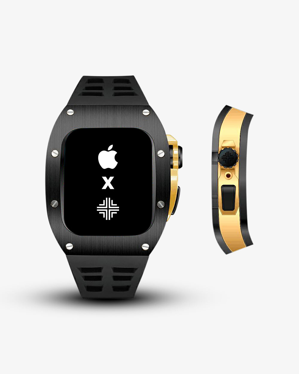 Swiss Concept Racing Elegance Edition Matte Black & Yellow Gold Apple Watch Case - Precision Engineered