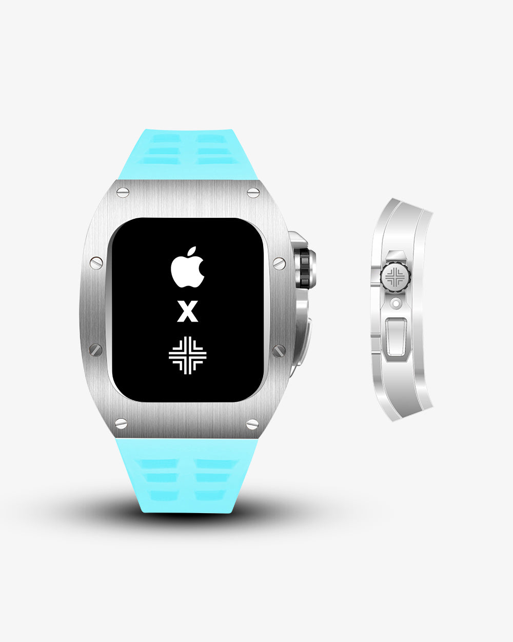 Swiss Concept Racing Pro Edition Stainless Steel & Miami Blue Apple Watch Case - Precision Engineered
