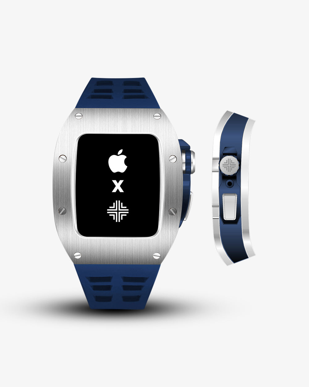 Swiss Concept Racing Pro Edition Stainless Steel & Azure Blue Apple Watch Case - Precision Engineered
