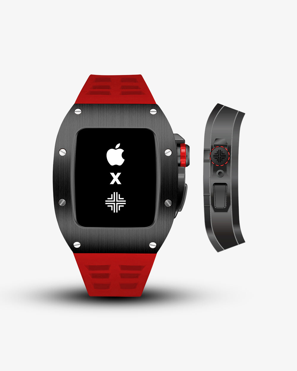 Swiss Concept Racing Pro Edition Matte Black & Rosso Red Apple Watch Case - Precision Engineered