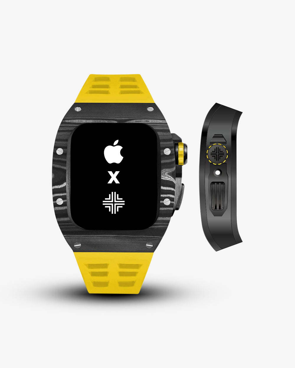 Swiss Concept Racing Elite Edition Nero Forged Carbon, Matte Black & Modena Yellow Apple Watch Case - Precision Engineered