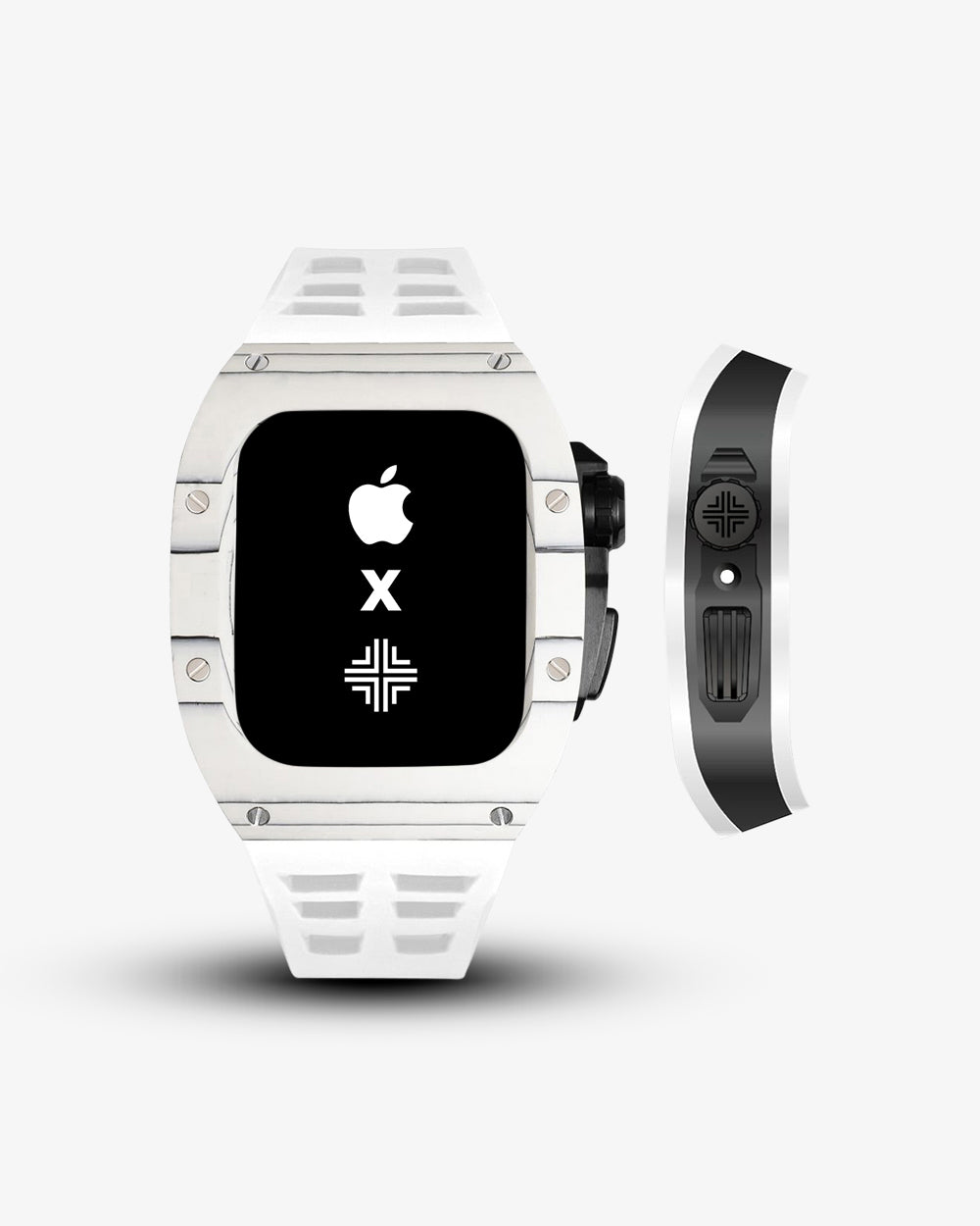 Swiss Concept Racing Elite Edition Bianco Forged Carbon, Matte Black & Alpine White Apple Watch Case - Precision Engineered