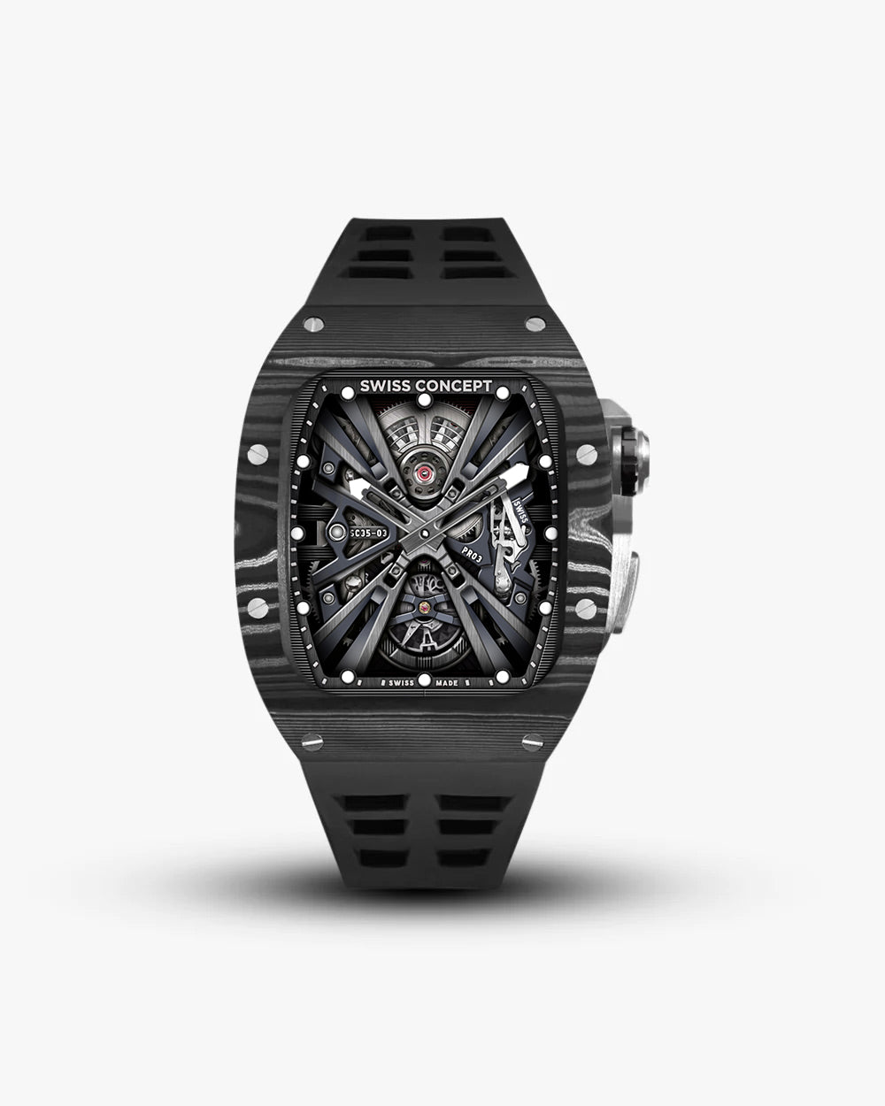 Swiss Concept Racing Elite Edition Nero Forged Carbon, Stainless Steel & Onyx Black Apple Watch Case - Swiss Design