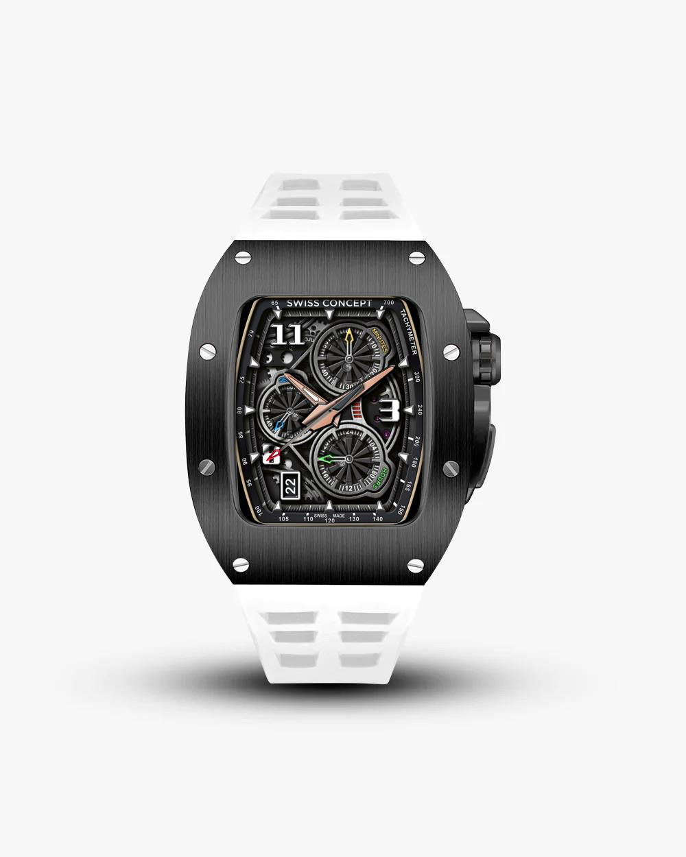 Swiss Concept Racing Pro Edition Matte Black & Alpine White Apple Watch Case - Swiss Design