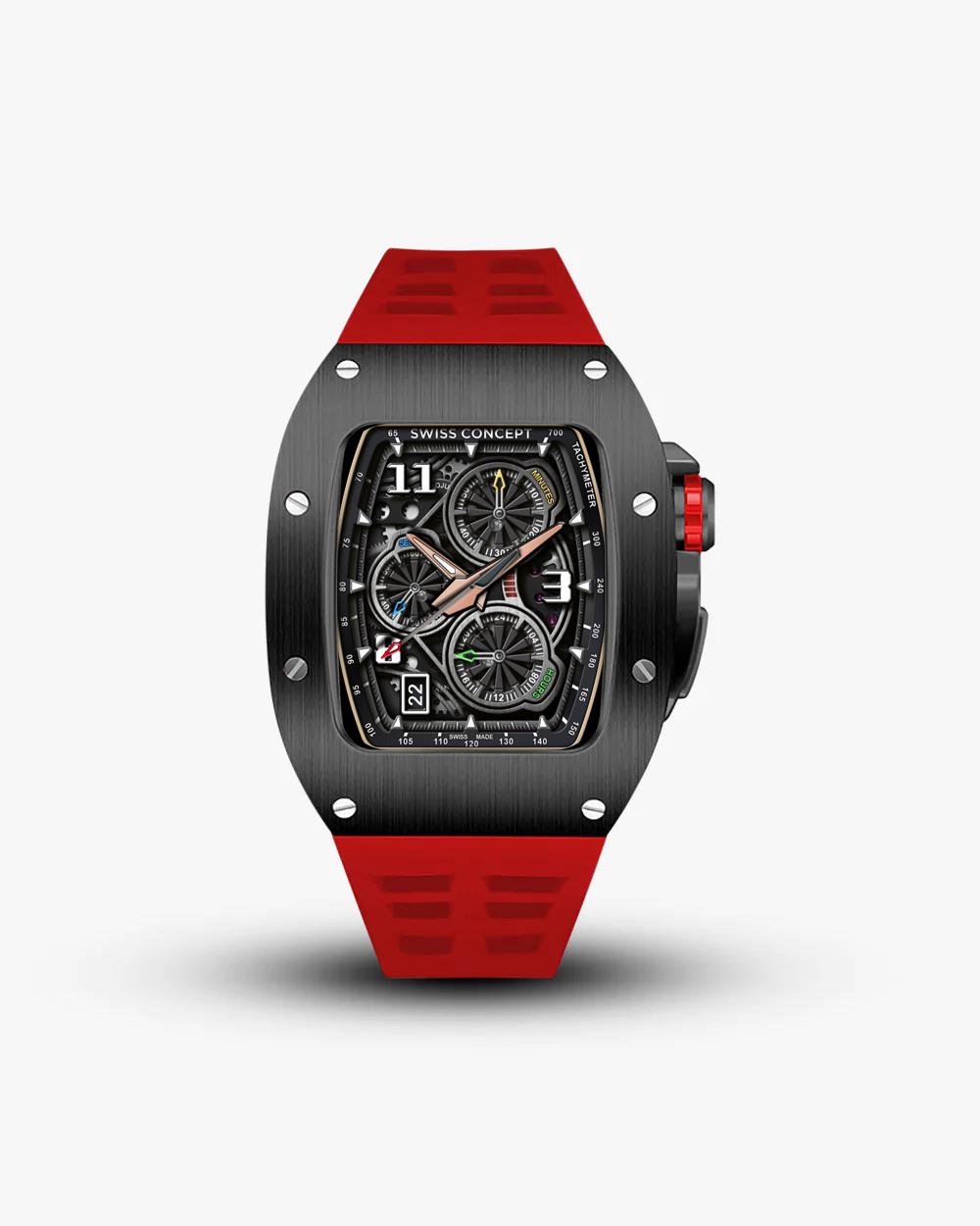 Swiss Concept Racing Pro Edition Matte Black & Rosso Red Apple Watch Case - Swiss Design