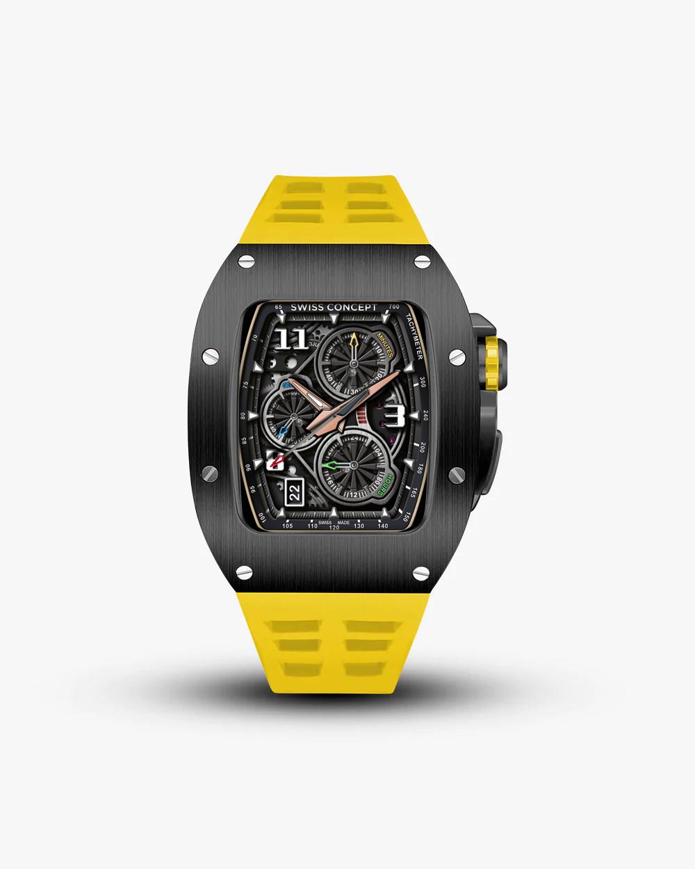 Swiss Concept Racing Pro Edition Matte Black & Modena Yellow Apple Watch Case - Swiss Design